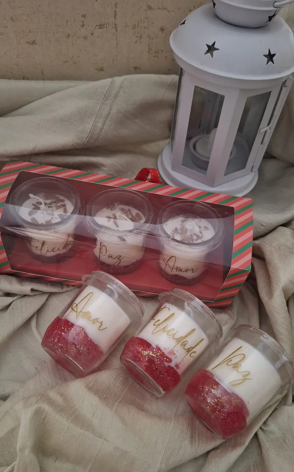 Gift Conjunto 3 velas cera natural em copo com mensagem esperança 1