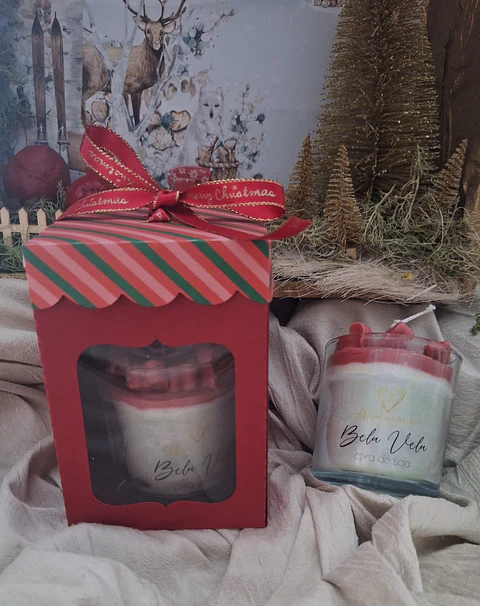 Vela Copo Com Mini Corações Frutos do Bosque & Doce de Natal