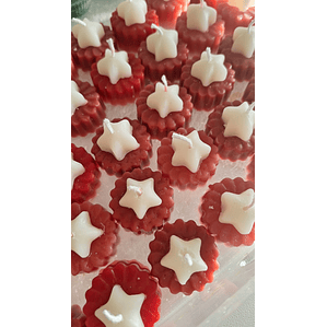 Velinhas de Natal Flor Vermelha com Estrela Branca