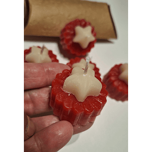 Velinha de Natal Flor Vermelha com Estrela Branca