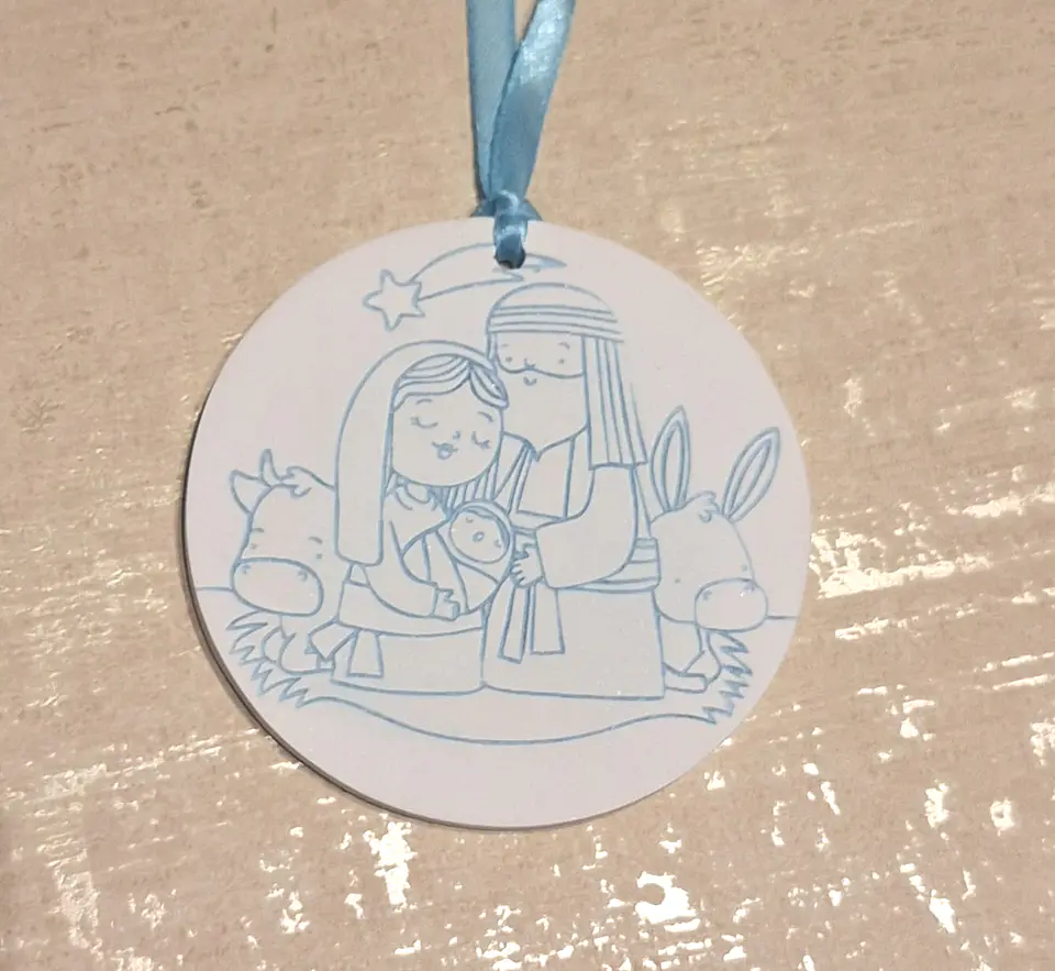 Enfeite de Natal Medalhão em Gesso - Natal Família Sagrada 5