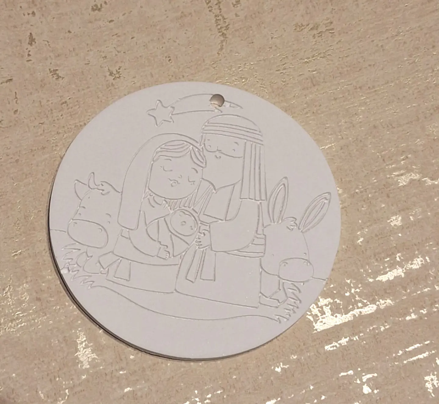 Enfeite de Natal Medalhão em Gesso - Natal Família Sagrada 6