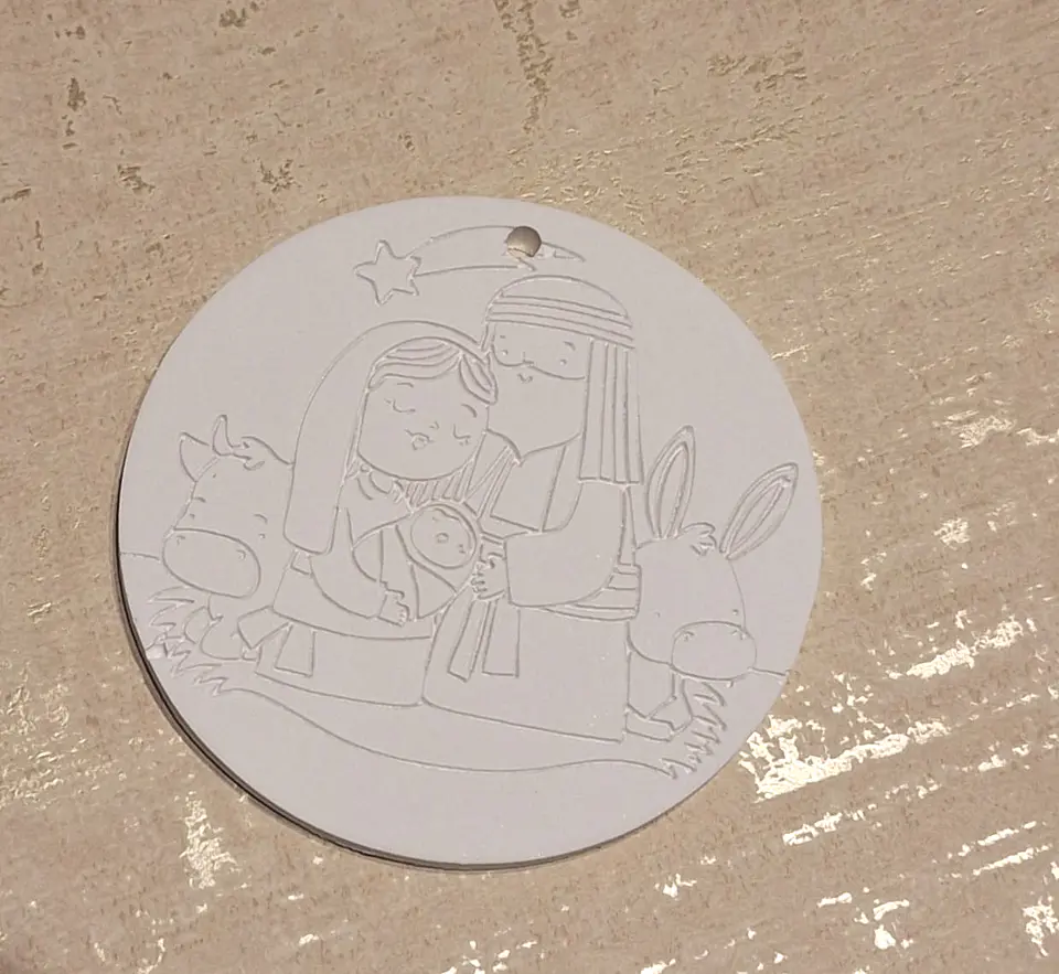 Enfeite de Natal Medalhão em Gesso - Natal Família Sagrada 6
