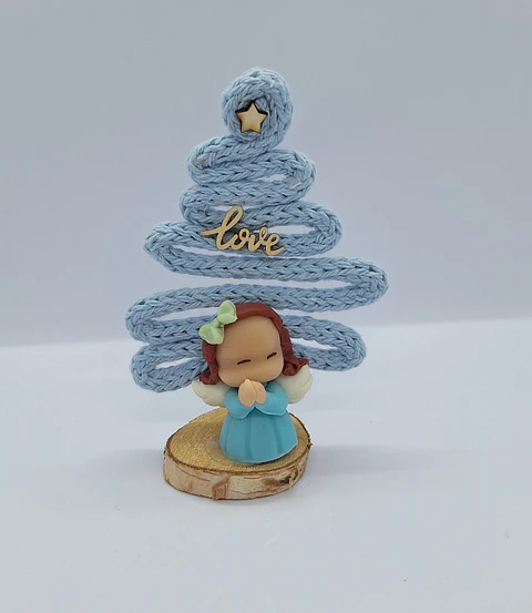 Anjinhos com Arvore Natal azul