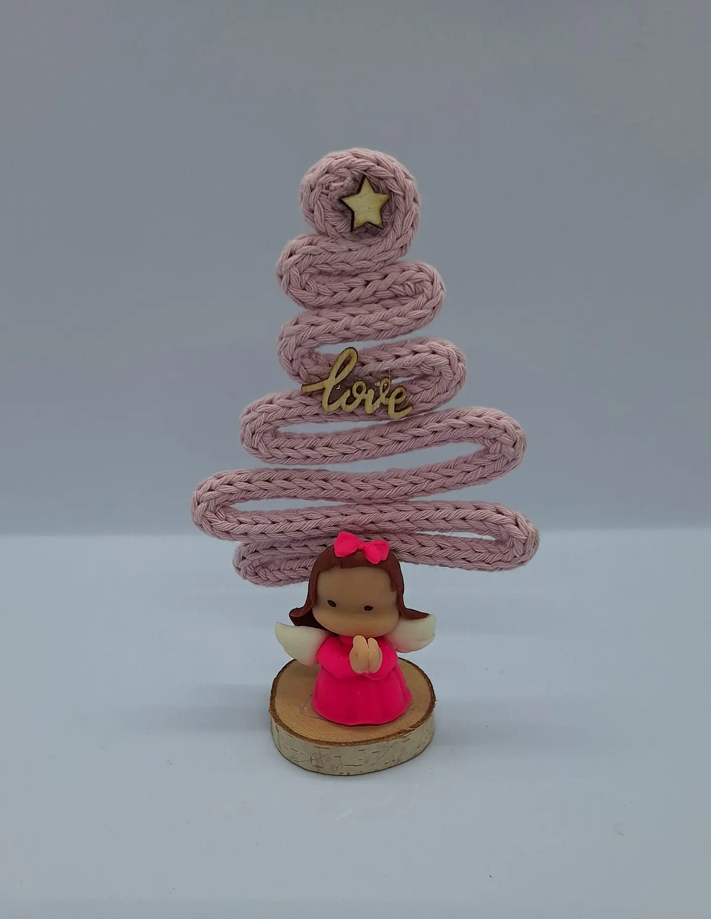 Anjinhos com Arvore Natal Rosa 3