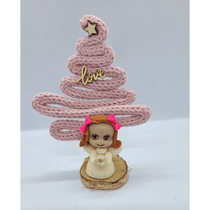 Anjinhos com Arvore Natal Rosa