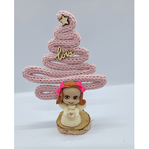 Anjinhos com Arvore Natal Rosa