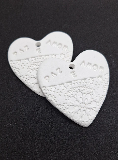 Coração Rendado Paz e Amor | Gesso