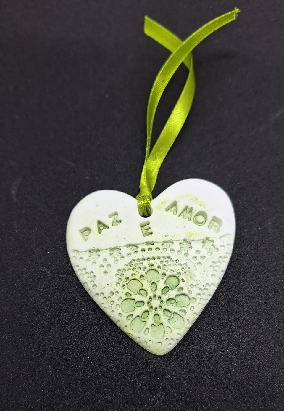 Coração Rendado Paz e Amor | Gesso 2