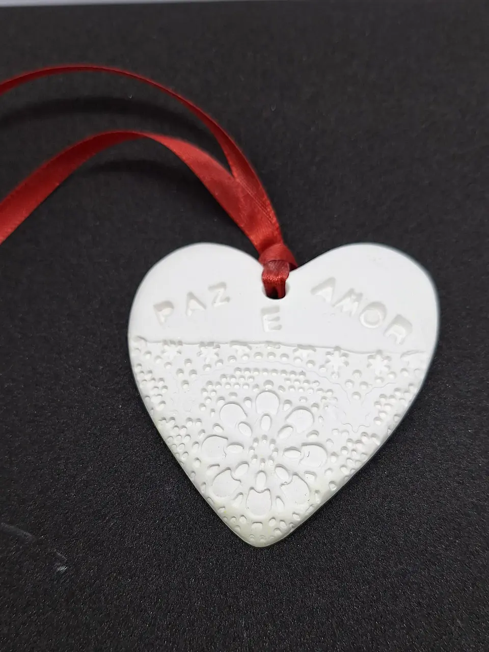 Coração Rendado Paz e Amor | Gesso 3