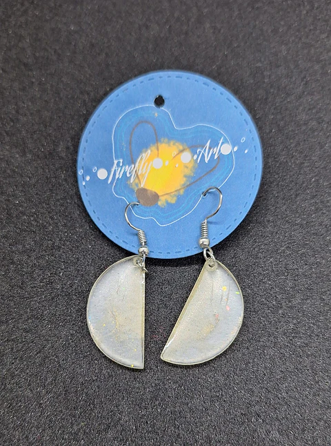 Brincos Resina - Meia Lua transparente