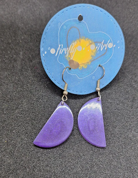 Brincos Resina - Meia Lua roxo