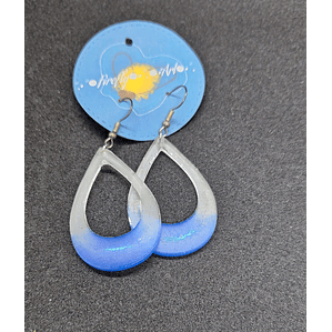 Brincos Resina - Gota Azul e Branco