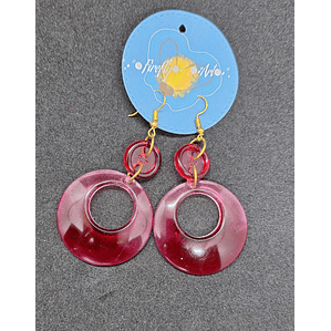 Brincos Resina Vermelhos Redondos com Botões