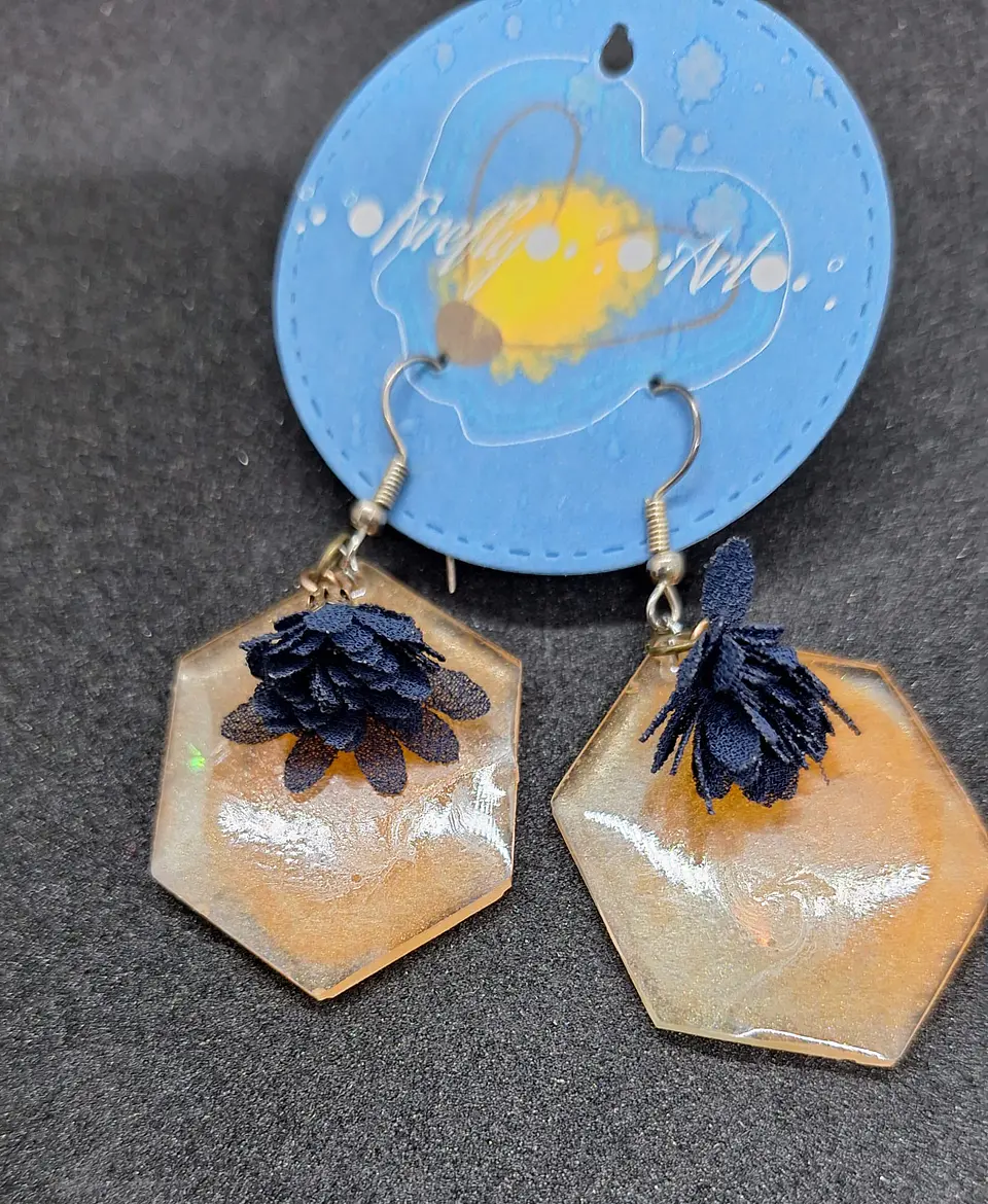 Brincos Resina Laranja & Azul 1