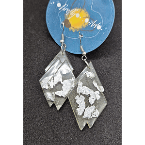 Brincos Resina Geométricos com Folha de Prata