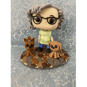 POP Estatueta Avó e os seus cãezinhos | Personalizada em Porcelana Fria