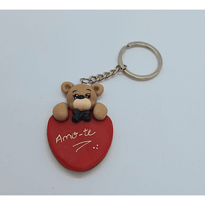 Porta Chaves Ursinho Coração biscuit
