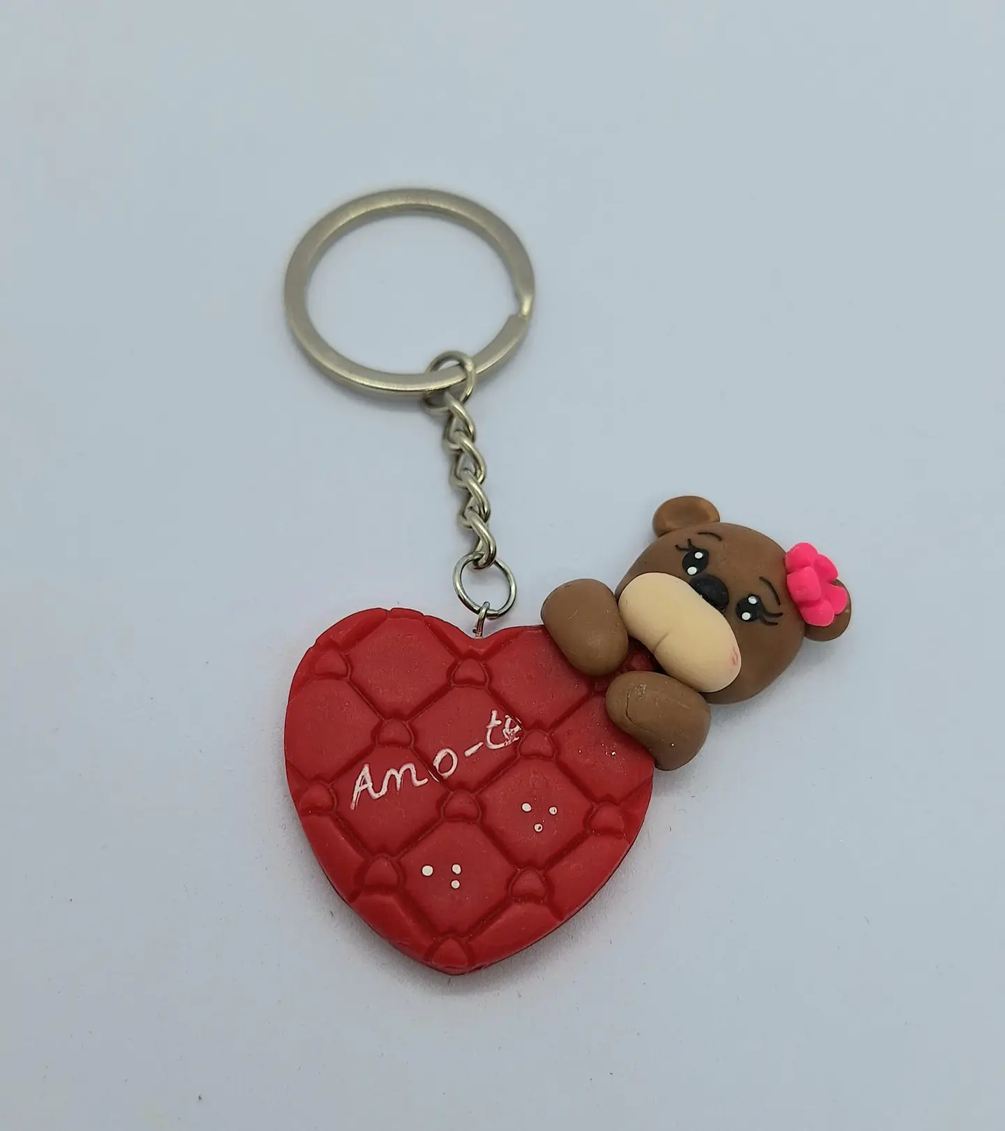 Porta Chaves Ursinha Coração biscuit 1