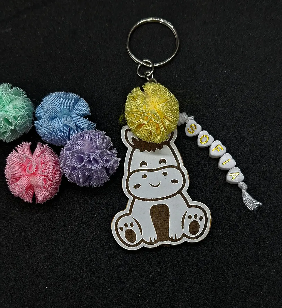 Porta‑Chaves Animal Fofinho - Cavalinho -  Personalizado com Nome 1