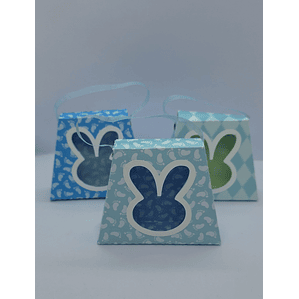 Caixinha Páscoa trapézio tom azul