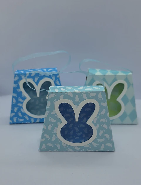 Caixinha Páscoa trapézio tom azul