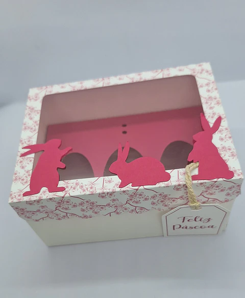 Caixas Páscoa rosa 3 Ovos Chocolate
