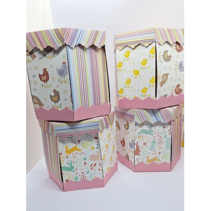 Caixinha Páscoa explosão hexagonal rosa