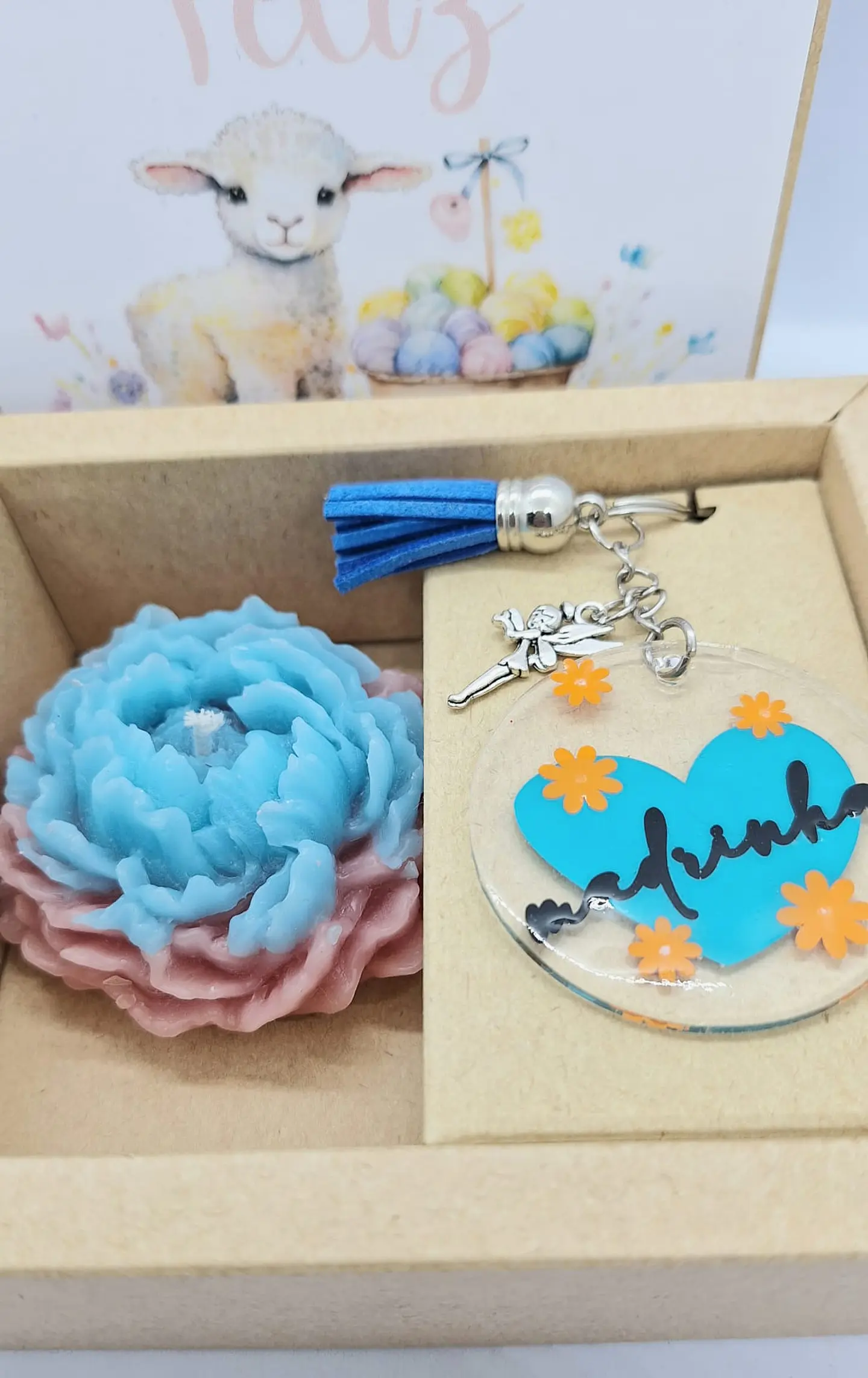 GiftBox Madrinha Azul– Vela Peónia & Porta‑Chaves Fadinha 1