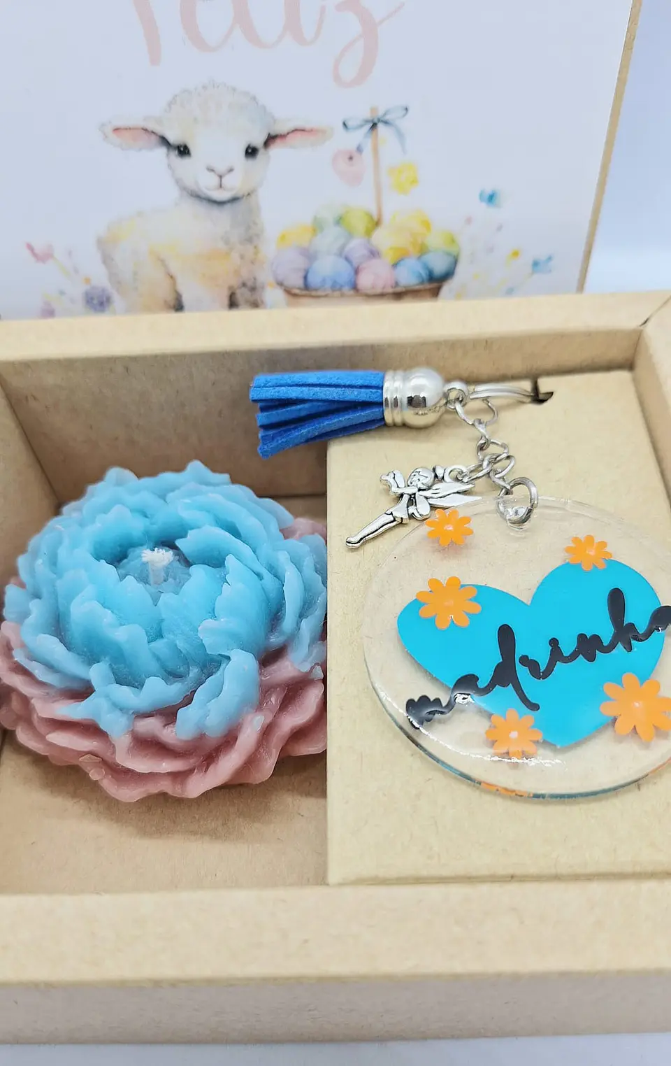 GiftBox Madrinha Azul– Vela Peónia & Porta‑Chaves Fadinha 1