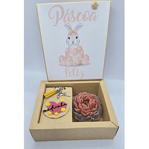 Gift Box Madrinha Rosa – Vela Peónia & Porta‑Chaves Fadinha