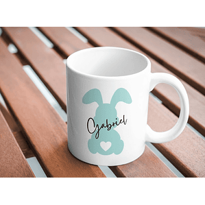 Caneca Páscoa bunny Azul com nome personalizado