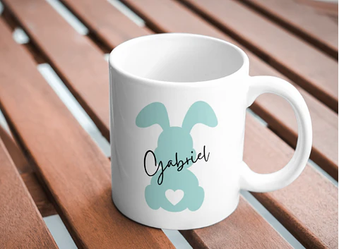 Caneca Bunny Azul com Nome Personalizado