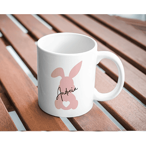 Caneca Páscoa bunny Rosa com nome personalizado