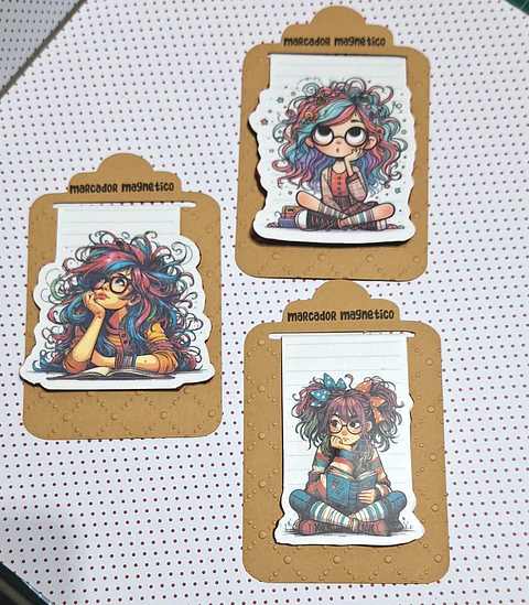 Marcadores Magnéticos | Menina Pensativa Colorida
