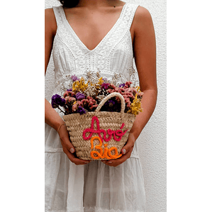 Cestinha Avó – Flores Secas & Nome em Tricotin