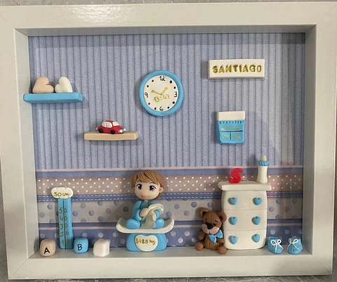 Quadro de Nascimento em Biscuit — Personalizado