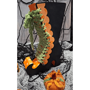 Halloween Bota Bruxa - Decoração Artesanal para Doces e Flores