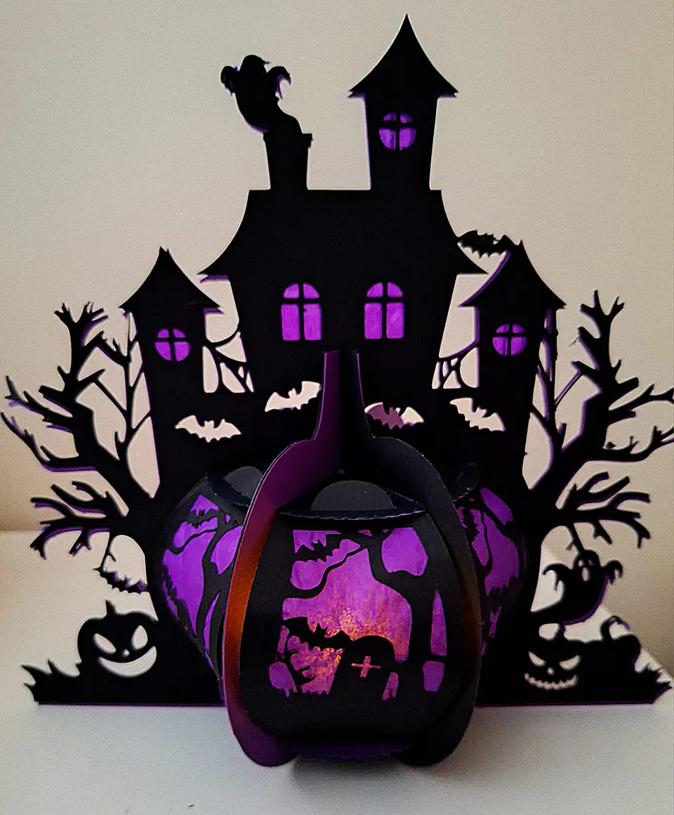 Lanterna Casa Assombrada Halloween | Decoração de Papel 1