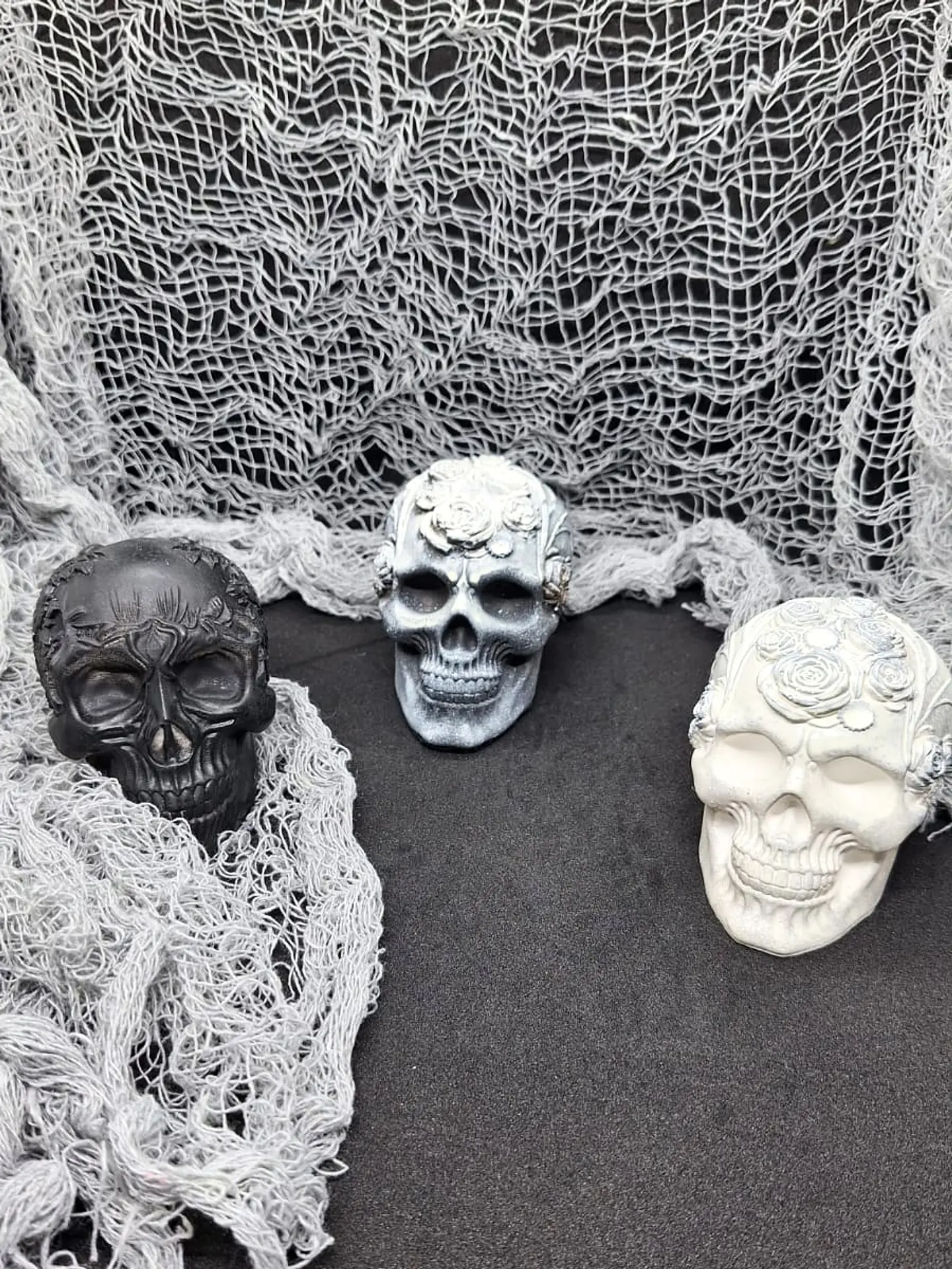 Gift Conjunto 3 Caveiras Floridas Estilo Gótico 1