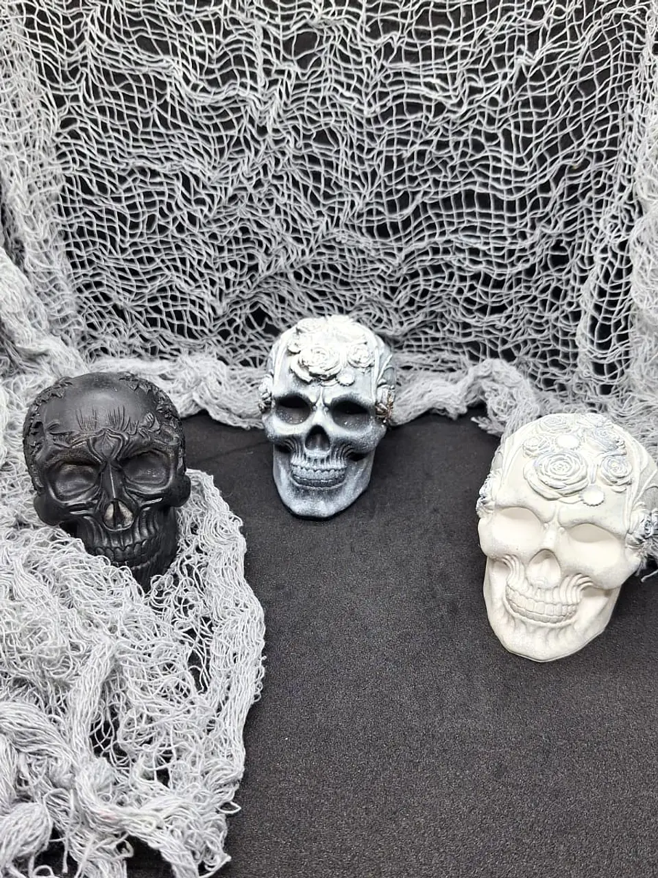 Gift Conjunto 3 Caveiras Floridas Estilo Gótico 1