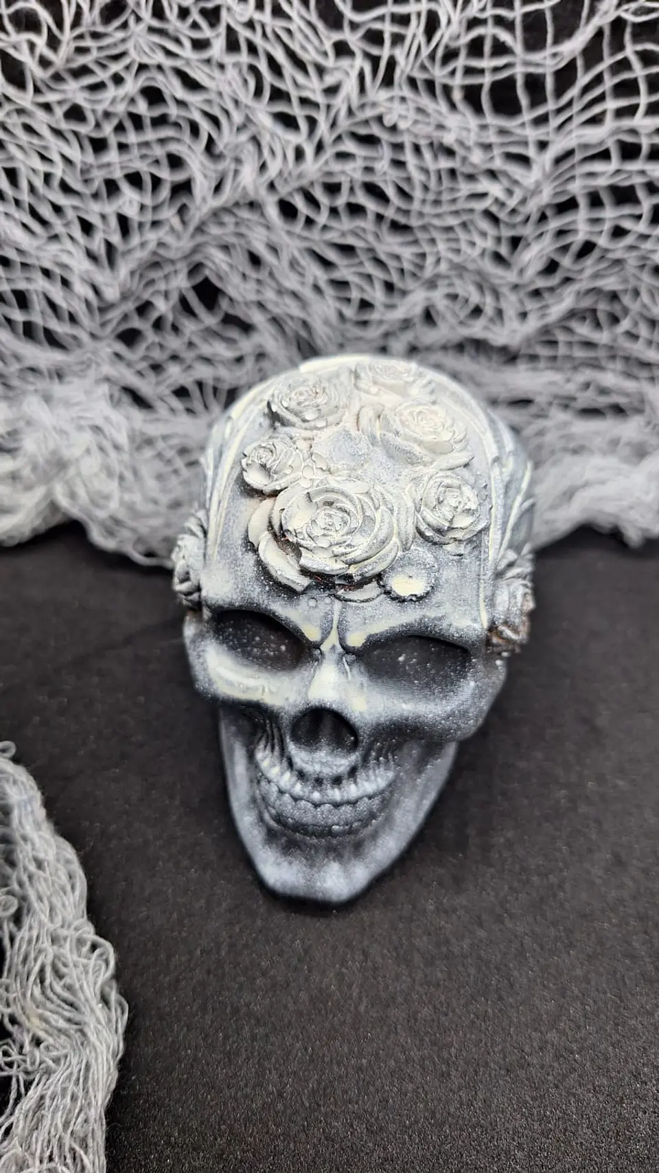 Gift Conjunto 3 Caveiras Floridas Estilo Gótico 4