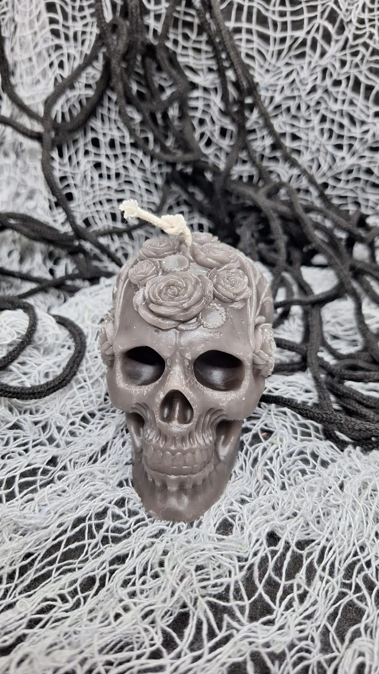 Halloween Vela Caveira Floral 3