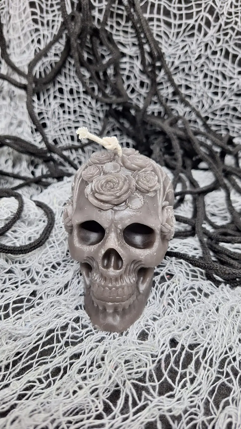 Halloween Vela Caveira Floral 3