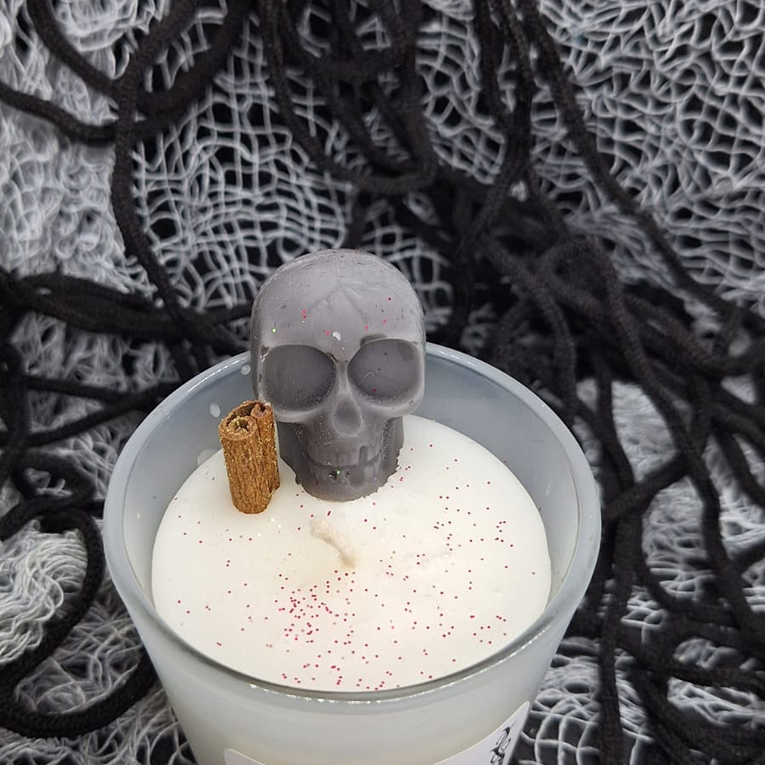 Halloween Vela branca em copo 1