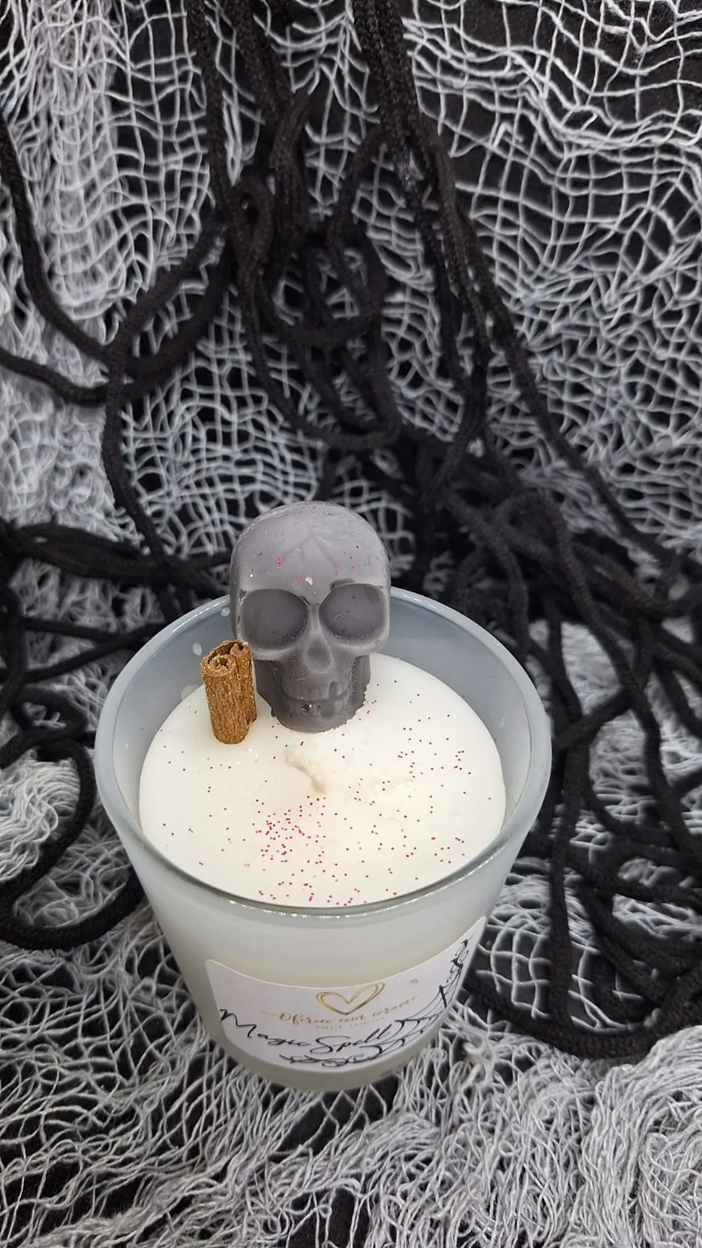 Halloween Vela branca em copo 2