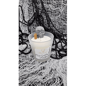 Halloween Vela branca em copo