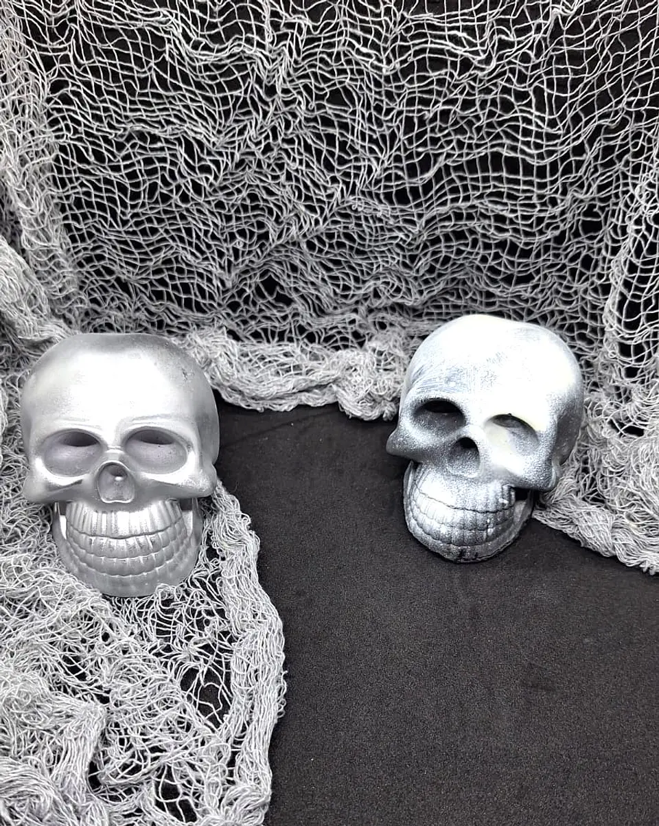 Gift Conjunto 2 Caveiras Cromadas | Gesso 1