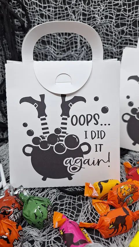 Sacola de Halloween "Bruxa no Caldeirão" | Embalagem para Doces ou Travessuras