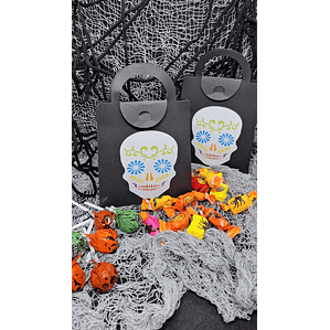 Sacola de Halloween com caveira mexicana